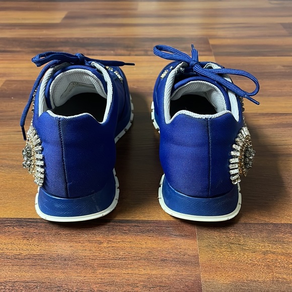 Blue Prada sneakers with Gold and Clear Rhinestone detailing size 39 (9) - Picture 6 of 8